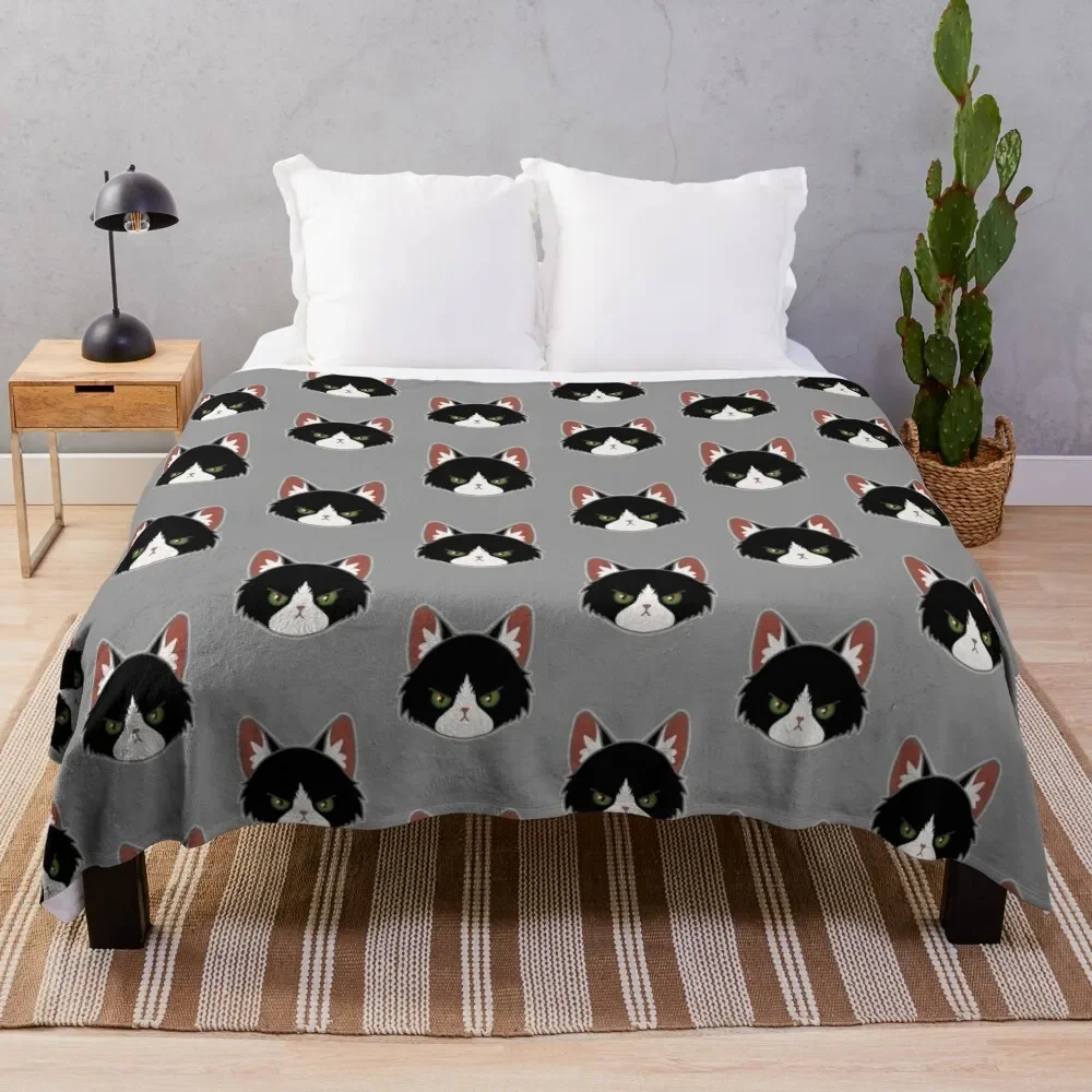 

Fluffy Tuxedo Cat Throw Blanket Custom Blanket anime