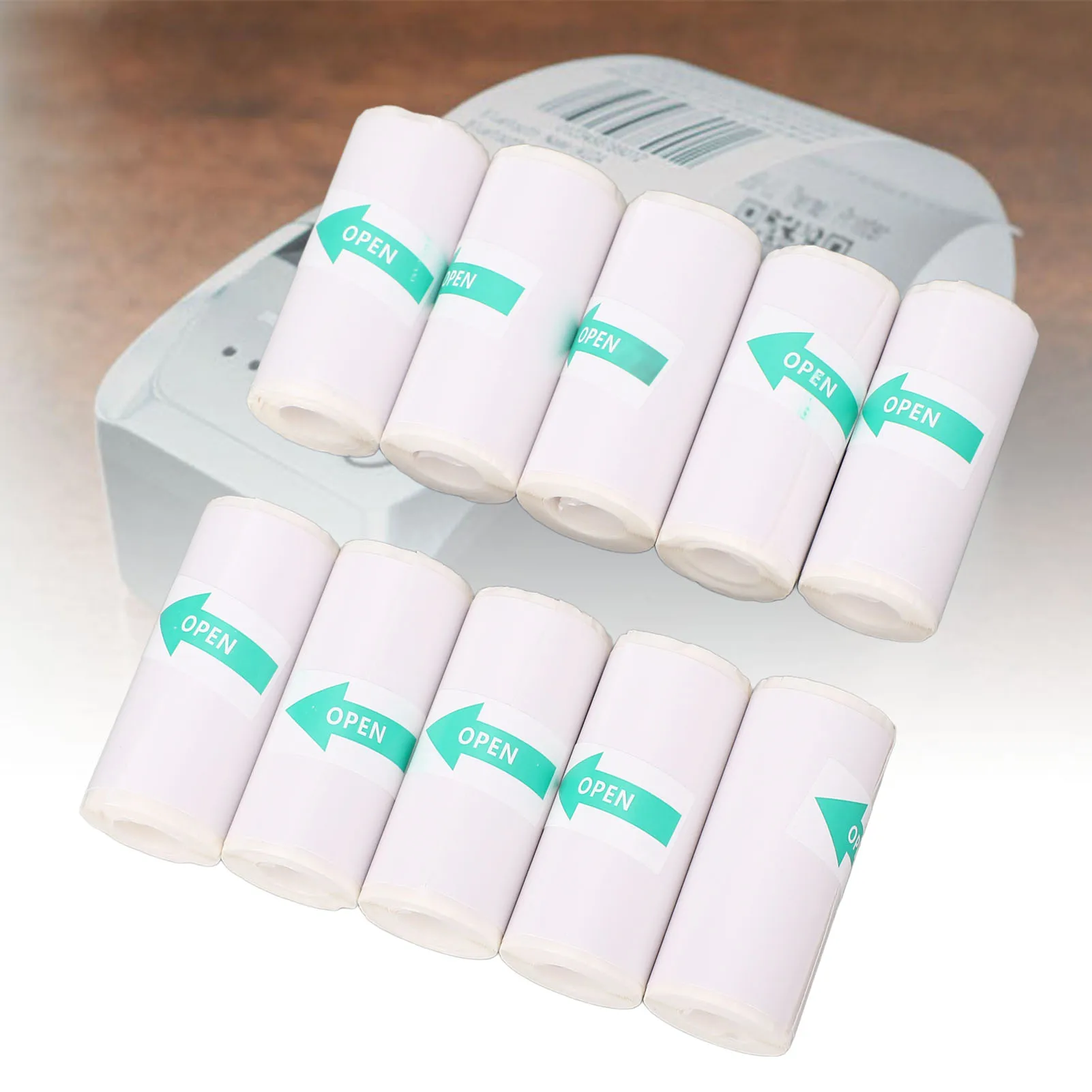 

10 рулонов термобумаги для печати 57x25 мм, ПВХ самоклеящаяся термонаклейка для портативного принтера, камеры, этикеточной машины