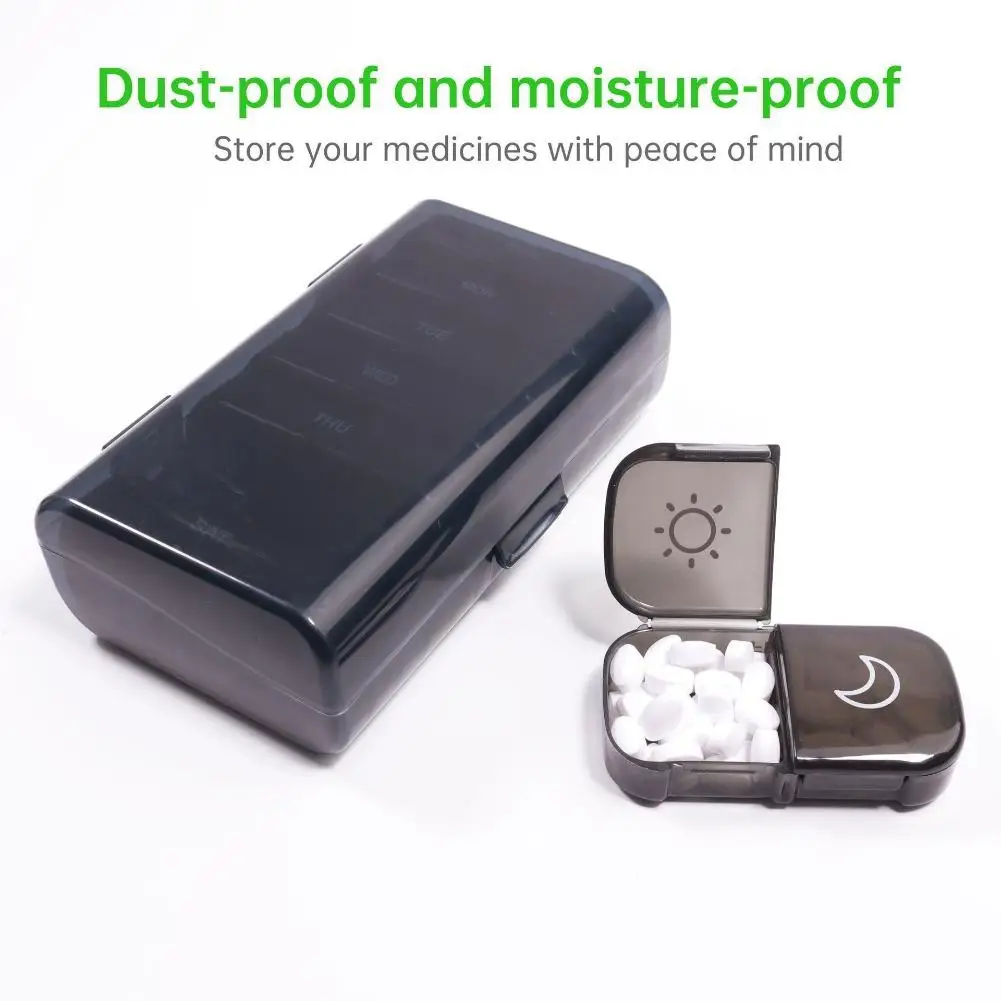 

14 Compartments 7 Day Morning Evening Medicine Box Large-capacity Sealed Portable Medicine Storage Box Waterproof Pill Organizer
