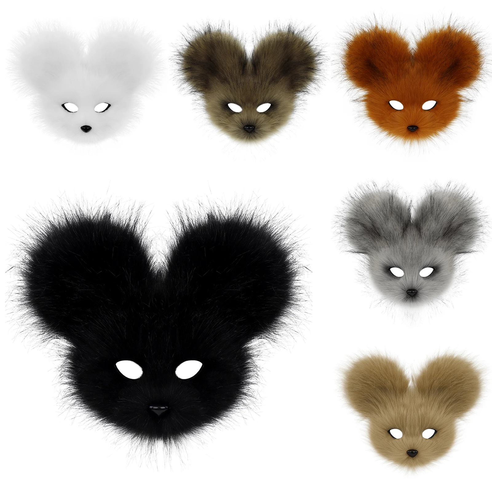 Maschera da topo animale in pelliccia sintetica mezza faccia in peluche per accessori per costumi da festa di carnevale in maschera