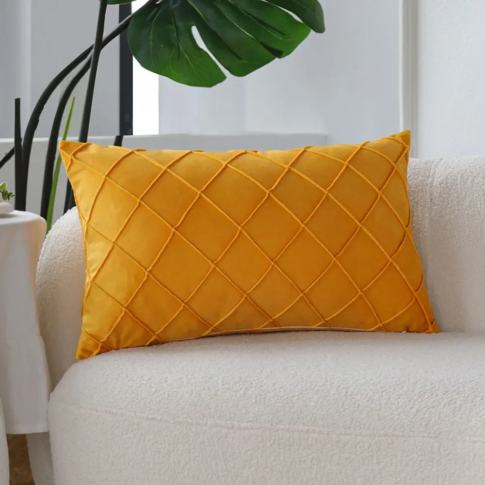 Living Room Pillow Cover Soft Yellow Decorative Pillowcase for Sofa Ins Rectangle Funda Cojin Home Decor Housse De Coussin Chic