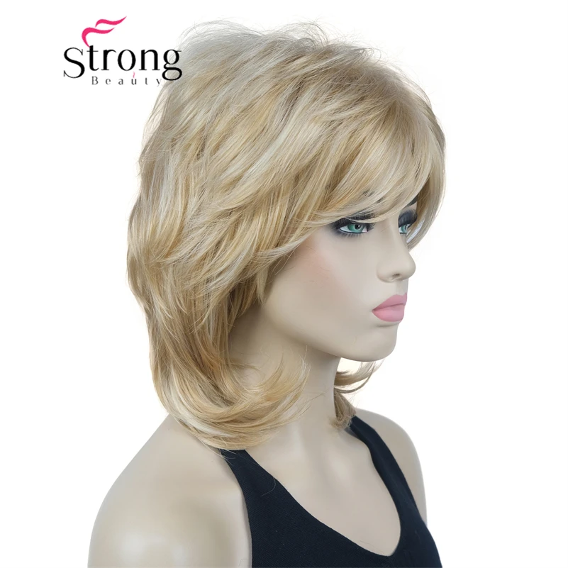 StrongBeauty Short Silky Soft Layered Light Brown Shag Style Full Synthetic Wig for Women