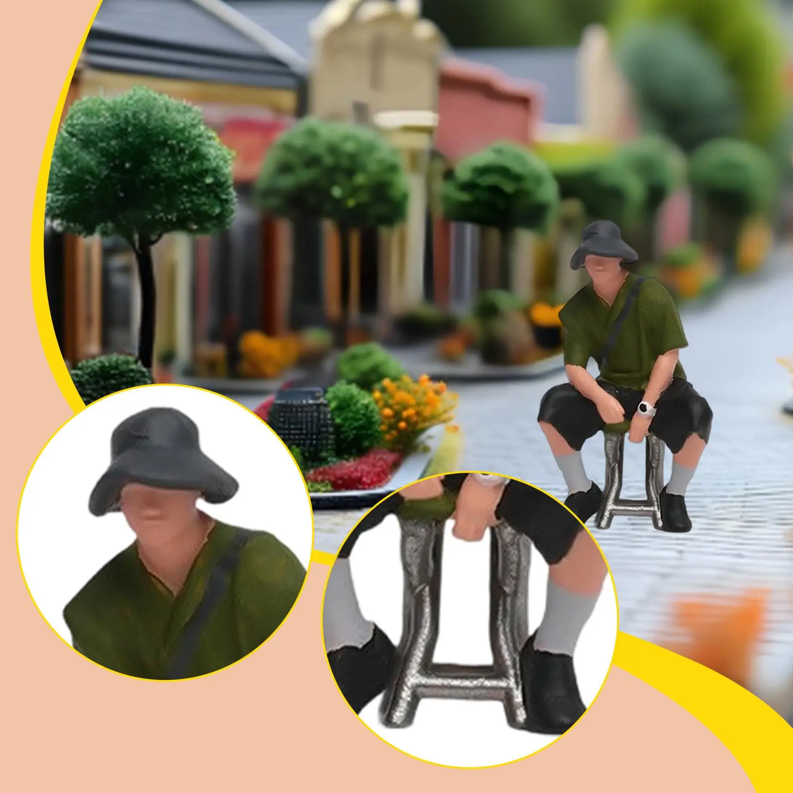 

Miniature Figure Resin 1 64 Scale Sitting Boy Model Micro Figurine for Fairy Garden Diorama Display