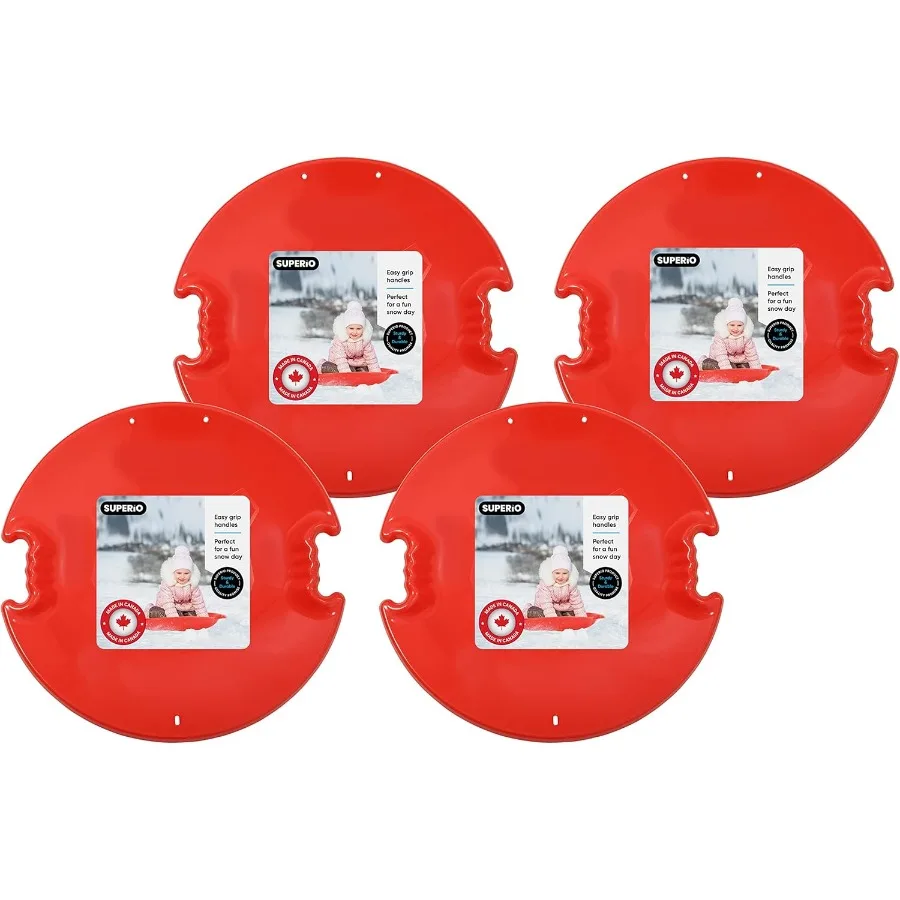 

Winter Snow Toys Fun for and Adults 26 Round Plastic Sleds in Blue and Red Spiral Design 4-Pack Lightweight Sledding Discs for