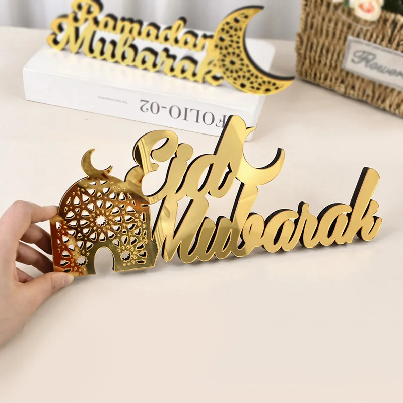 

Eid Mubarak Acrylic Ornament Ramadan Mubarak Home Table Decoration Wooden Sign 2025 Islamic Muslim Party Decor Eid Al Adha Gift