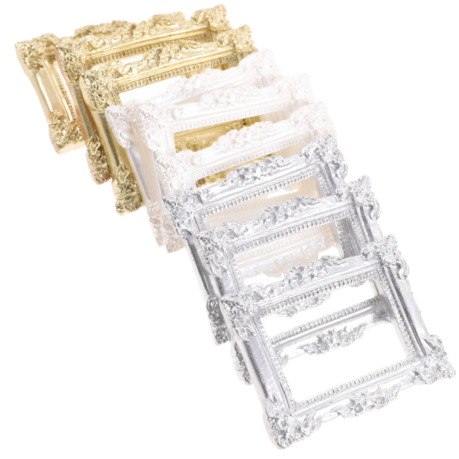 Moldura de foto vintage em miniatura, 9 peças, resina premium, faça você mesmo, fornecimento de artesanato para concha de telefone, ornamento, moldura compacta, decoração