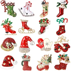 Christmas Rhinestone Christmas Sock Brooch for Women Unisex Christmas Gift Pin Banquet Party Backpack Gifts Jewelry Accessories