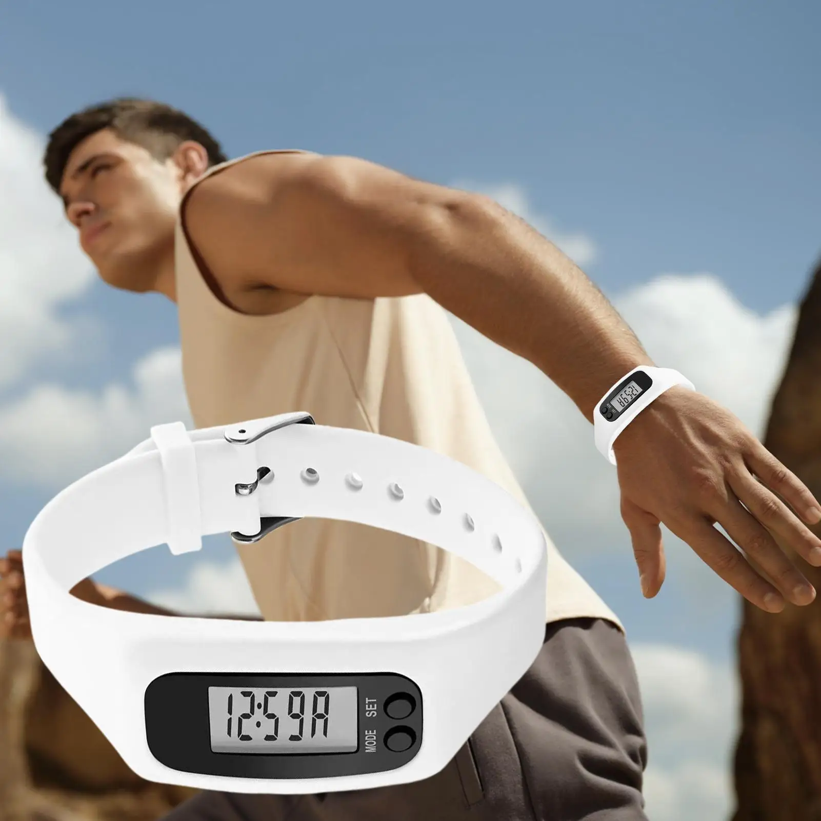 Pedometer Watch Women Lightweight LCD Display Monitor Large Screen Calories Step Counter For Daily Travel Commute Weekend