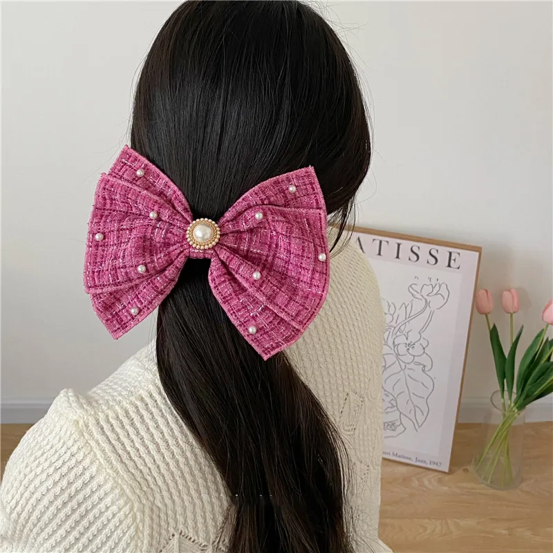 Elegant Pearls Bow Hairpins Women Sweet Big Size Solid Minimalist Style Hair Clips Girls Fashion Heawear Hair Accessories Gifts