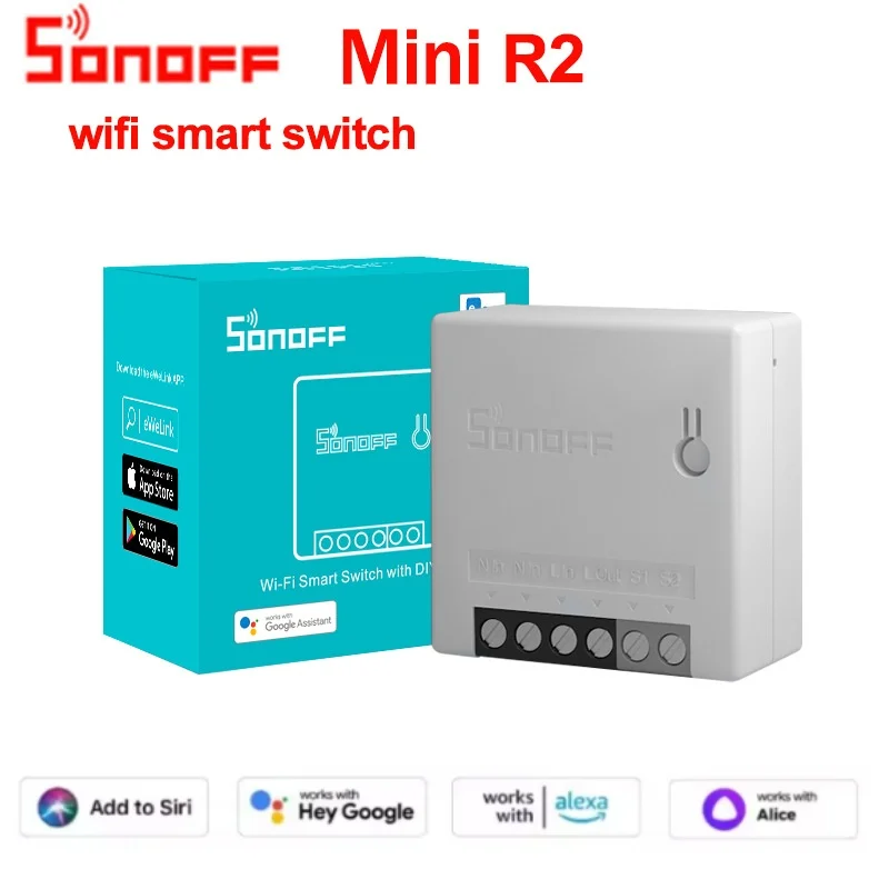 Sonoff Mini R2 Wi-Fi Smart Switch MINIR2 Умный дом Пульт дистанционного управления DIY Light 2-стороннее беспроводное управление Работа с Alexa Google Home