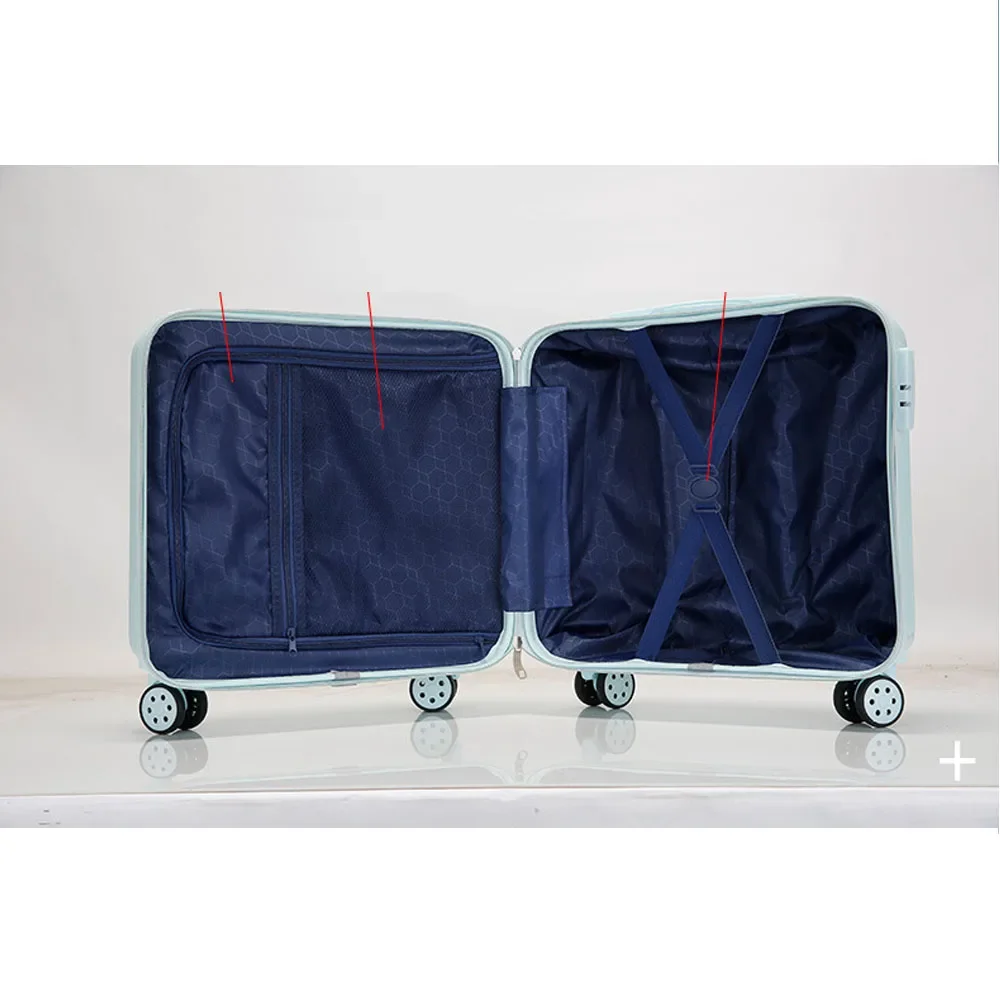 Nieuwe Groene/Roze/Zilver/Witte Spinner Vrouwen Reiskoffer 18 Inch Bagage Met Trolley Super Compressief Materiaal Abs + Pc