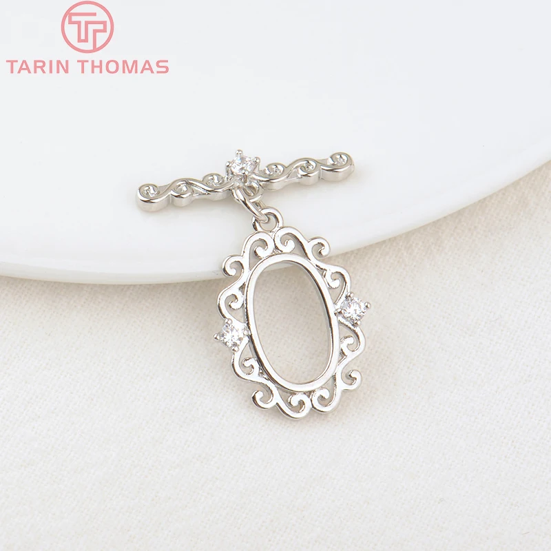 (3254)6 مجموعات 24K الذهب اللون مطلي النحاس مع الزركون البيضاوي الرجعية نمط سوار O تبديل المشابك جودة Diy بها بنفسك مجوهرات اكسسوارات #5