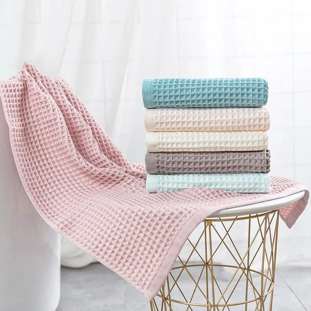 

New 70*140cm Cotton Waffle Bath Towel Absorbent Honeycomb Mesh Towel Solid Color Towels Soft Durable Home Cleaning Towel