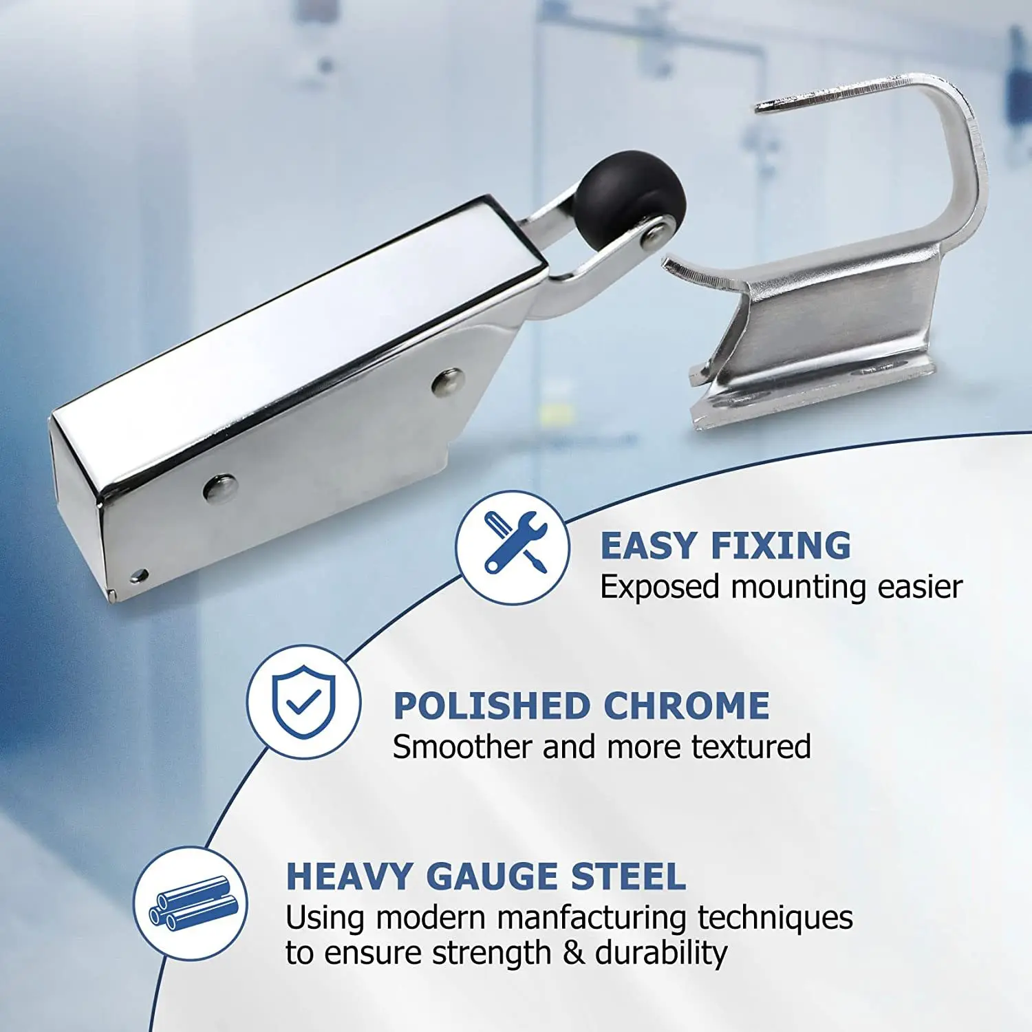 Cooler Door Closer, Spring Action Freezer Door Closer, with Adjustable Wide Hook, Flush to Install