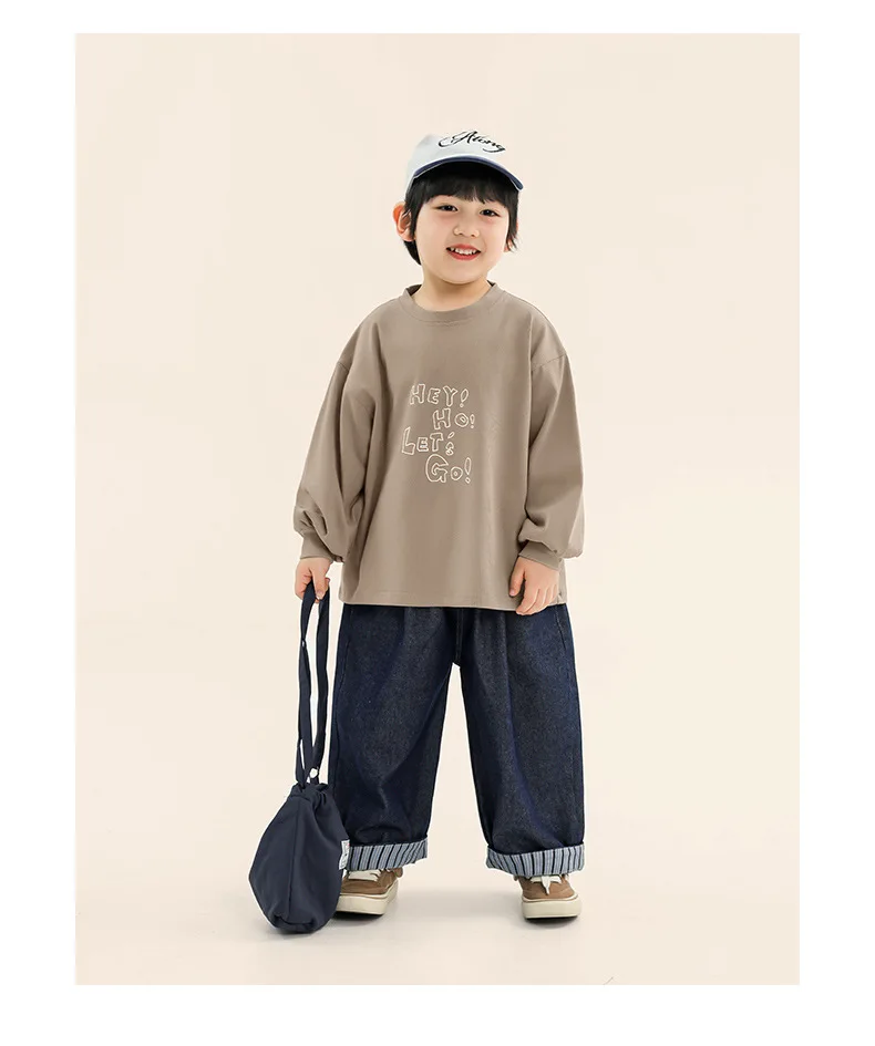2025 Autumn Children's New Waste Soil Wind Adhesive Cloth with Broken Lines and Holes Western Style Cowboy Pants