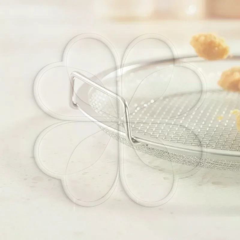 Stainless Steel Round Frying Mesh Strainer Dual Handles Fine Grid For Draining Fried Food Kitchen Cooking