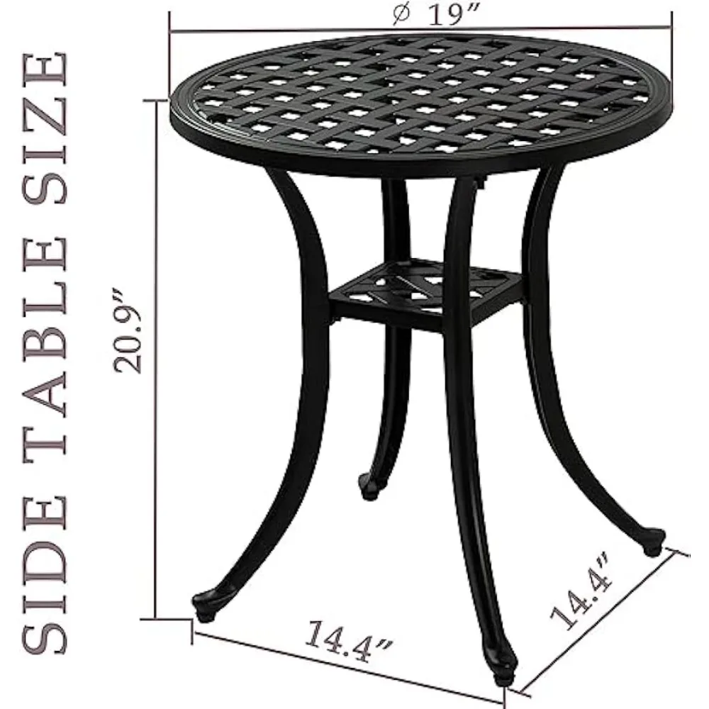 ZOTORUN Outdoor Cast Aluminum Side Table End Table Patio, Backyard,  Indoor Companion, Easy Maintenance Weather Resistant, Black