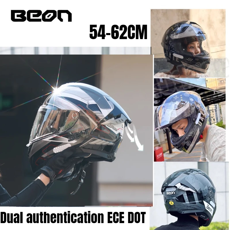 

Beon-507 Dual authentication ECE DOT Full Face Motorcycle Helmet with Large Spoiler for Men Women Unisex