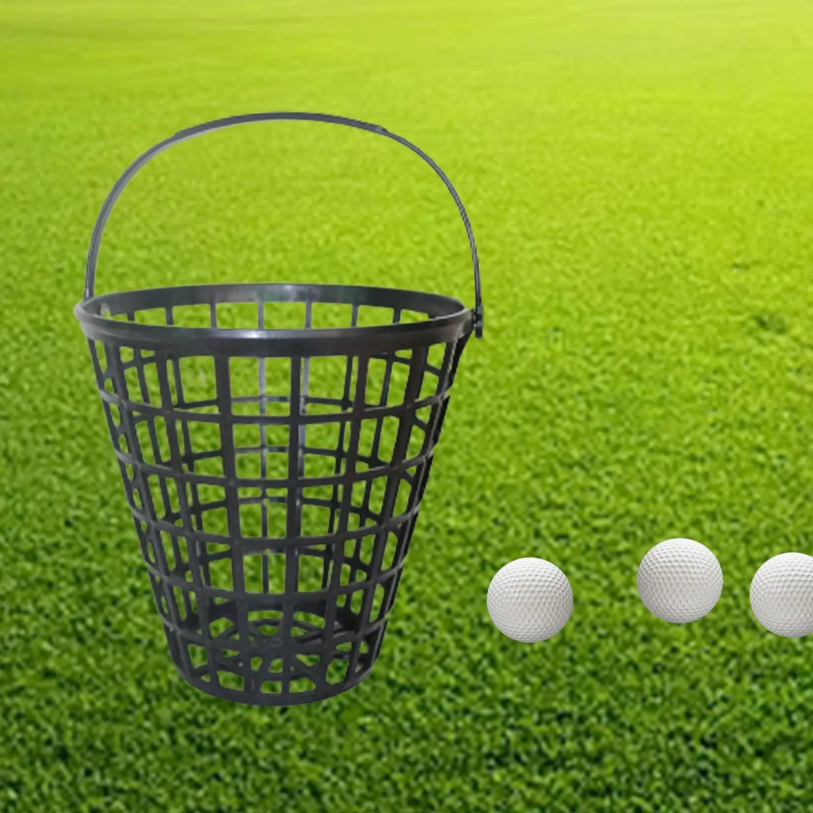 Golf Ball Basket with Handle, Portable Golf Range Bucket Storage Organizer Golfball Container for Outdoor Sports