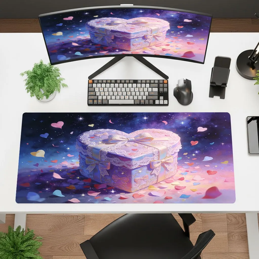 Heart Pattern Non Slip Rubber Base Mouse Pad Ultra HD Print Washable Thick Desk Mat For Gaming Office Laptop PC