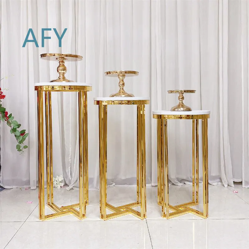 Wedding Decoration Booth for Wrought Iron Electroplated Gold Cake Table for Wedding Party Event Decor Accessory