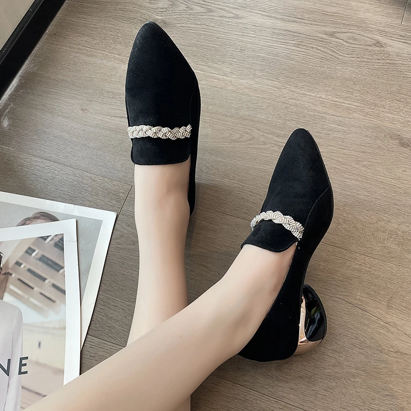 Sexy Pointed Toe Chunky Heels Women's Pumps 2024 Summer New Comfortable Shallow Mouth Commuting Office Shoes for Women Zapatos