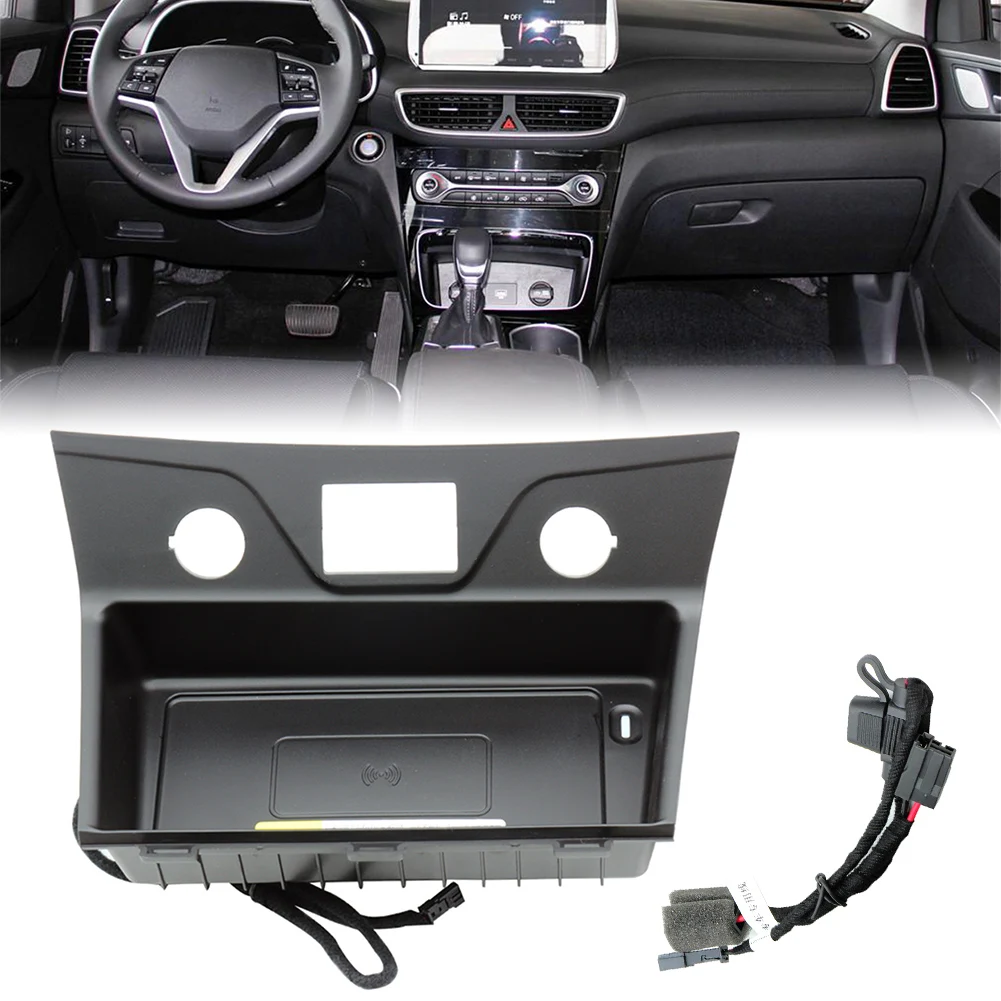 

Автомобильное беспроводное зарядное устройство для Hyundai Tucson 2016 2017 2018 2019 2020, консольный ящик для хранения телефона, быстрая зарядная панель