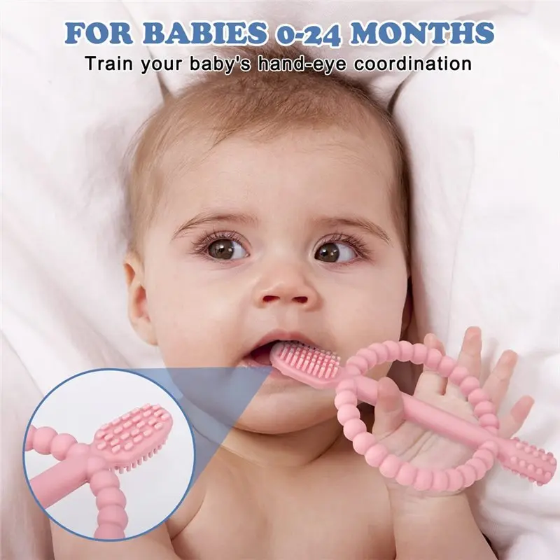 ABUM-Easy-Handle Baby Teething , Infants Teethbrush, Texture Dual Side Design To Massage Soothe Sore Gums