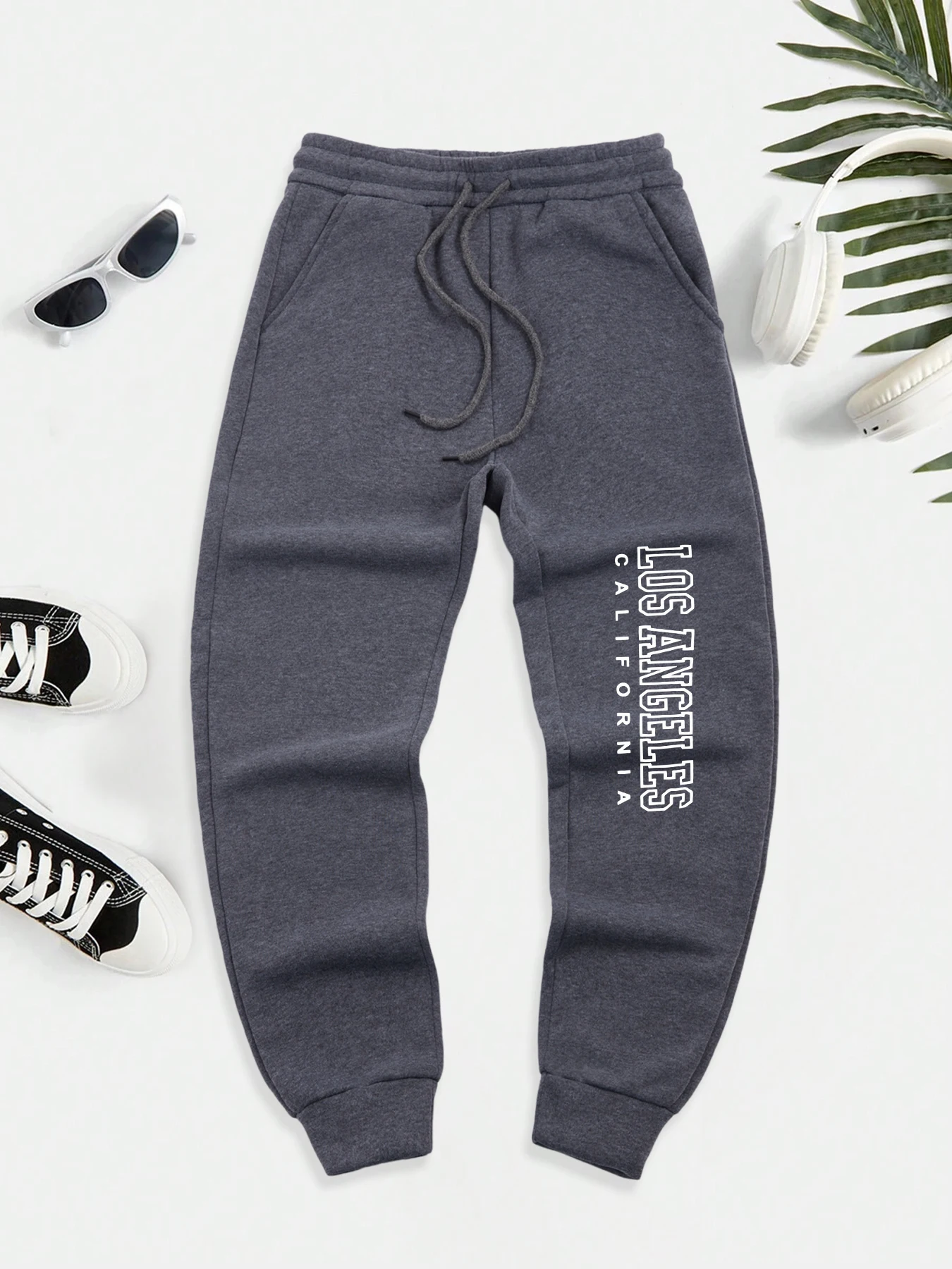 

California Letter Pattern Casual Versatile Men Pants Trendy Hip Hop Trousers With Drawstring Pockets Comfy Sweatpants Male