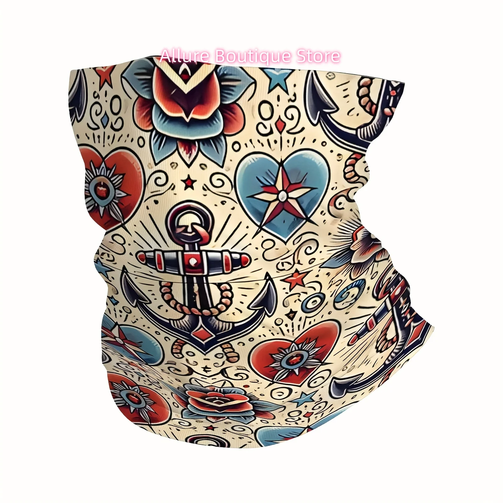 Sailor Jerry, Nautical Themes Printed Scarf, Multi-Functional Mask And Neck Scarf, Suitable for Outdoor And Unisex Headscarves,