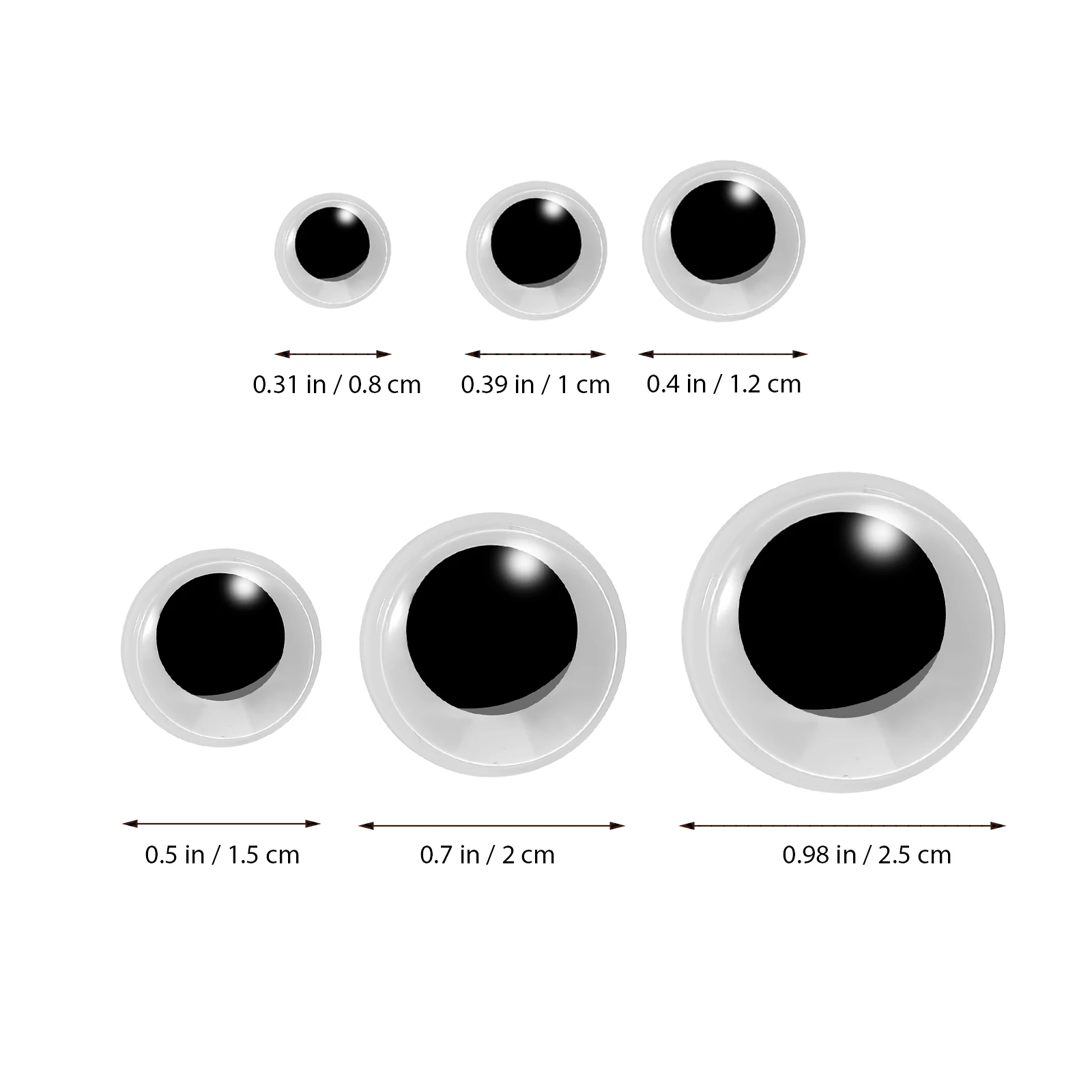 

120 Pcs Luminous Fake Eyes Googly Eyeballs for Crafts Self Adhesive Cartoon Plastic Weave Black Realistic