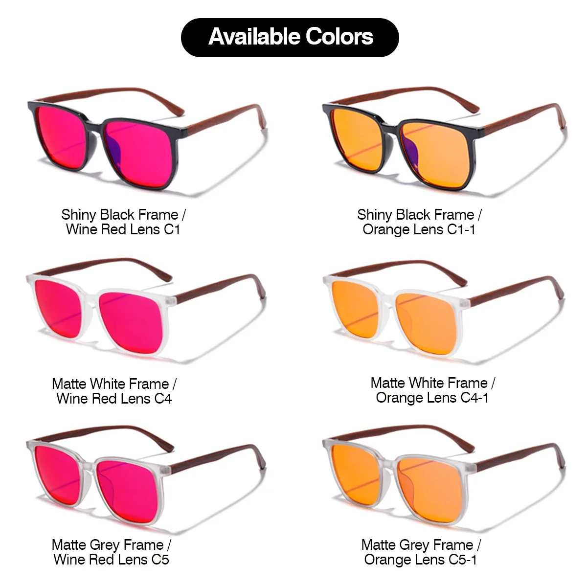 New 99% Blue Light Blocking Glasses with Coated Lenses, Wood-Grain Temples, Red PC Lenses, Gaming Eyewear,1Pack