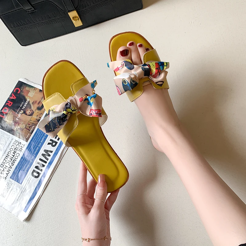 Summer New Women's Slippers Fashion Bow Women's Sandals Bathroom Slippers Banquet Party Women's Shoes