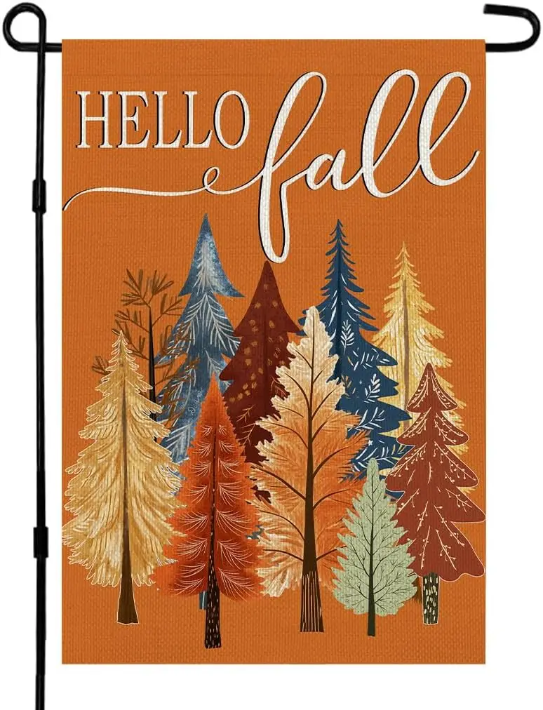 CROWNED BEAUTY Fall Trees Garden Flag 12x18 Inch Double Sided Small Burlap Autumn Seasonal Holiday Decoration for Outside Ya UUN