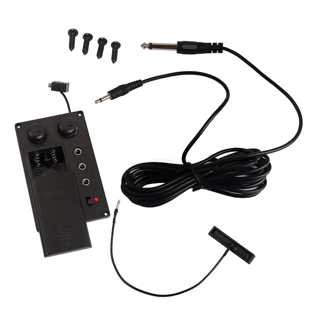 

1 Set Violin Equalizer Mute Preamp Pickup EQ with Piezo Electric Violin Accessory DIY with Plug Hole Output Cable