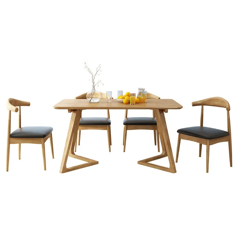 Nordic solid wood dining table and chair combination of modern simple small apartment hotel table household rectangular