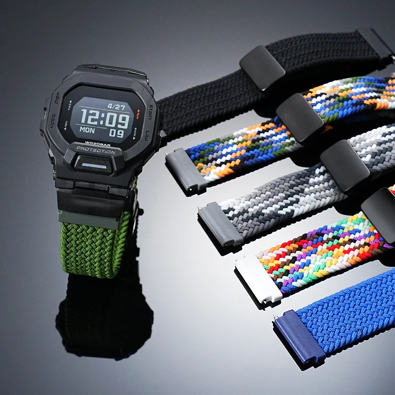 لساعة كاسيو GBD-200 - حزام نايلون مرن مع إبزيم مغناطيسي لسلسلة G-SHOCK GBD-200-1A/RD-4 - الملحقات الرياضية