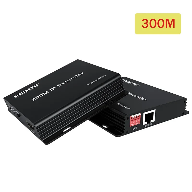 300M HDMI-compatible Extender over IP Rj45 Cat5e/6 Cable 1080P Video Ethernet Extender Transmitter via Network Switch with DIP