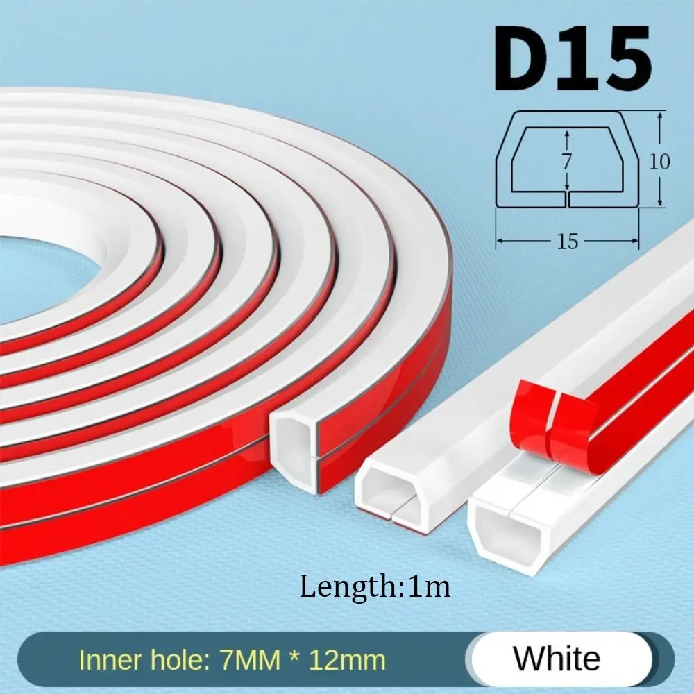 1m PVC Electric Wire Slot Floor Cord Cover Anti-extrusion Extension Wiring Duct Protector Home Trapezoid Hider Wire Organizer images - 6