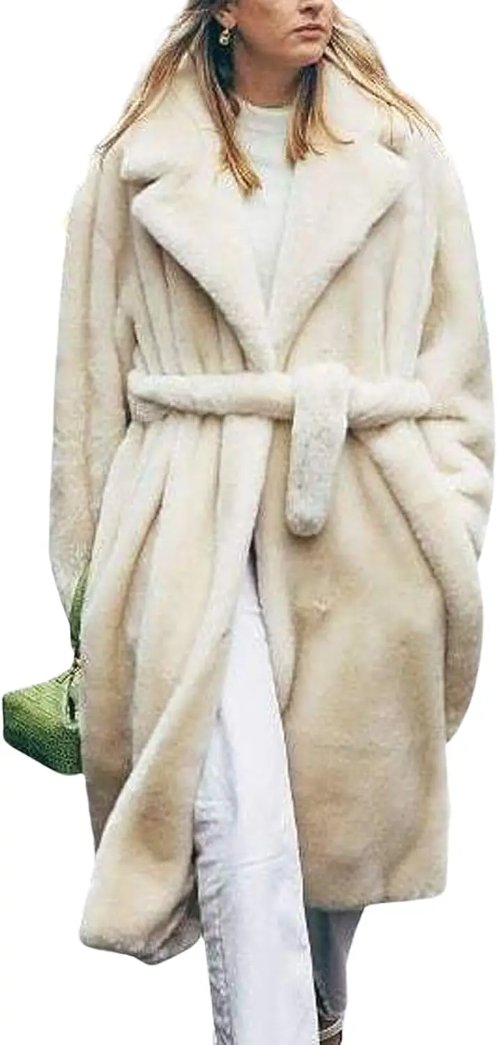 Nuovo cappotto donna giacca invernale caldo cappotto spesso con cintura donna giacche di velluto pelliccia di coniglio pelliccia di visone peluche capispalla cappotto di pelliccia sintetica lungo