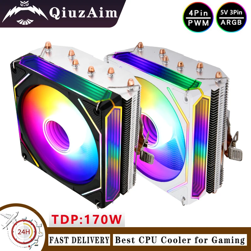 

LGA2011 Cooler CPU Processor Air-cooled 120mm Argb Fan 4/6 Heat Pipe Horizontal Compatible 115x 1200 1700 18xx 2066 AMD AM3+ AM5