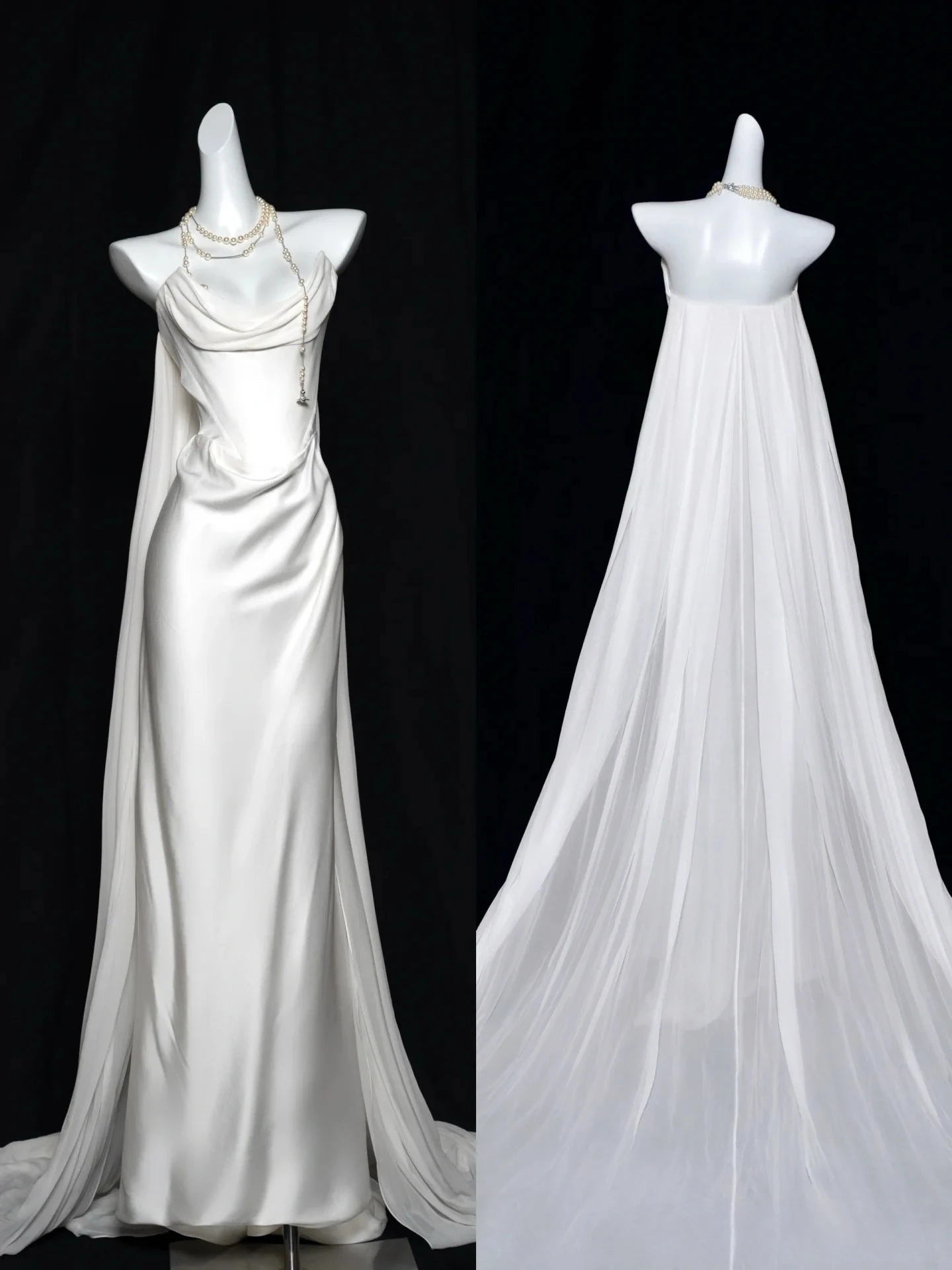 Modern Elegant White Wedding Dress Mermaid Hanging Neckline Sliming Long Trailing Greek Goddess Ladies Parties Evening Dinners