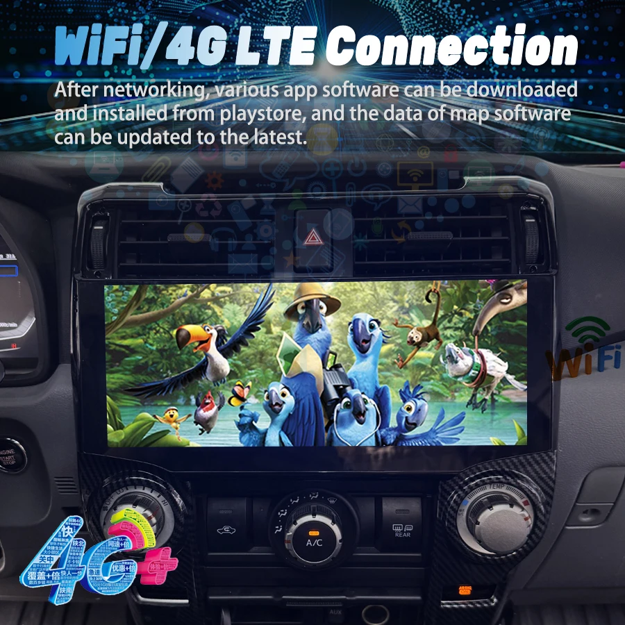 12.3 Navirider Android For Toyota 4 Runner 4Runner 2010-2022 Car GPS Navigation HeadUnit Multimedia Player Aircon Radio 4G WIFI