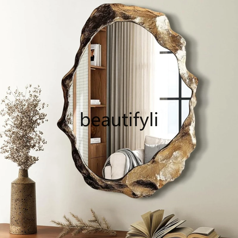

American Retro Fireplace Mirror Artistic Creative Irregular Bathroom Mirror Shaped Toilet Decorative Mirror