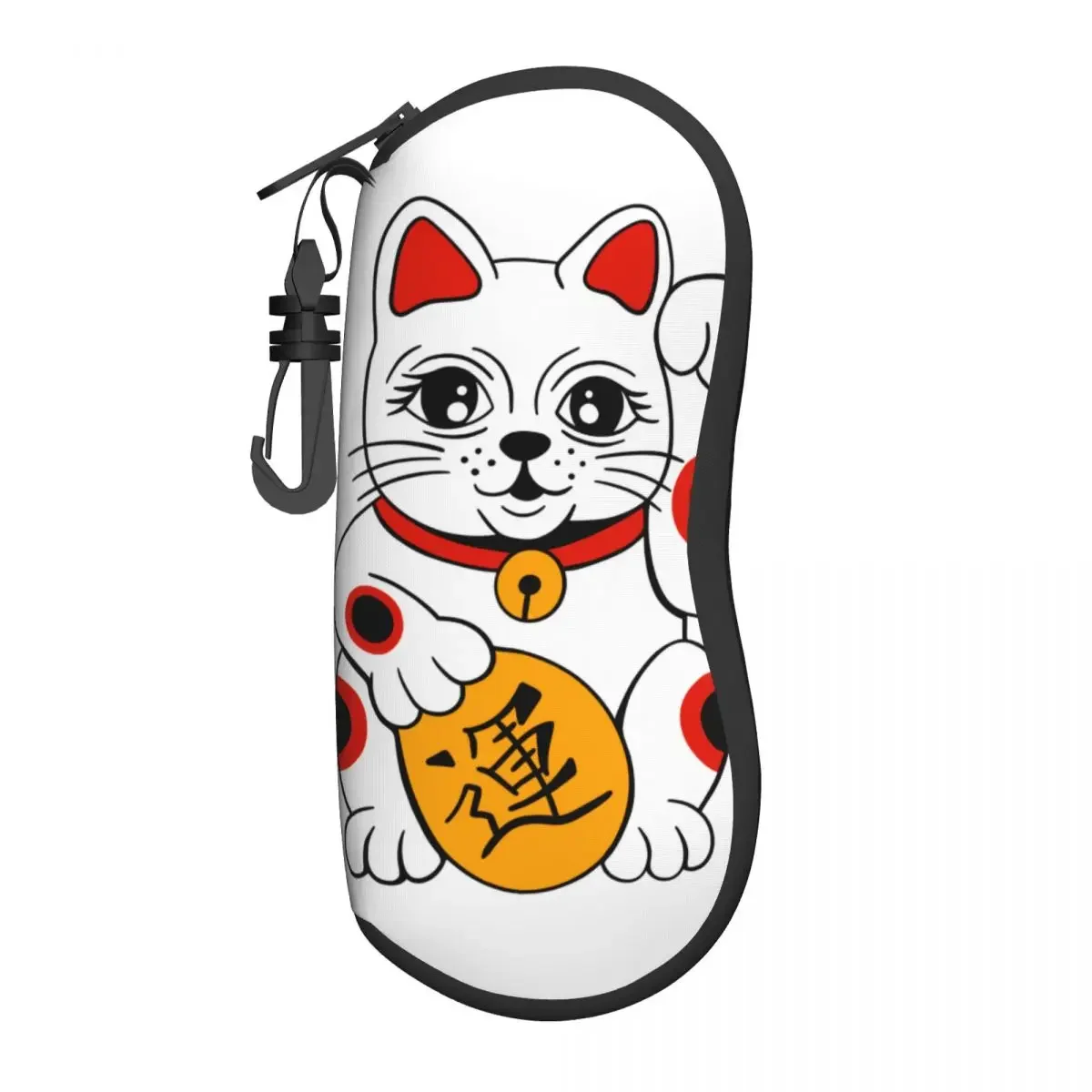 Custom Japanese  Maneki Neko Waving Lucky Cat Shell Glasses Case Unisex Travel Eyeglasses Case Sunglasses Protector Box