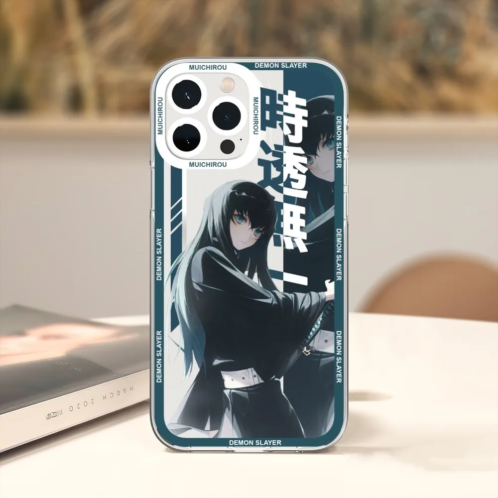 Anime Demon Slayer Muichiro Tokito Phone Case For Xiaomi Redmi Note 7 8 9 10 11 Pro Max Transparent Border Shell