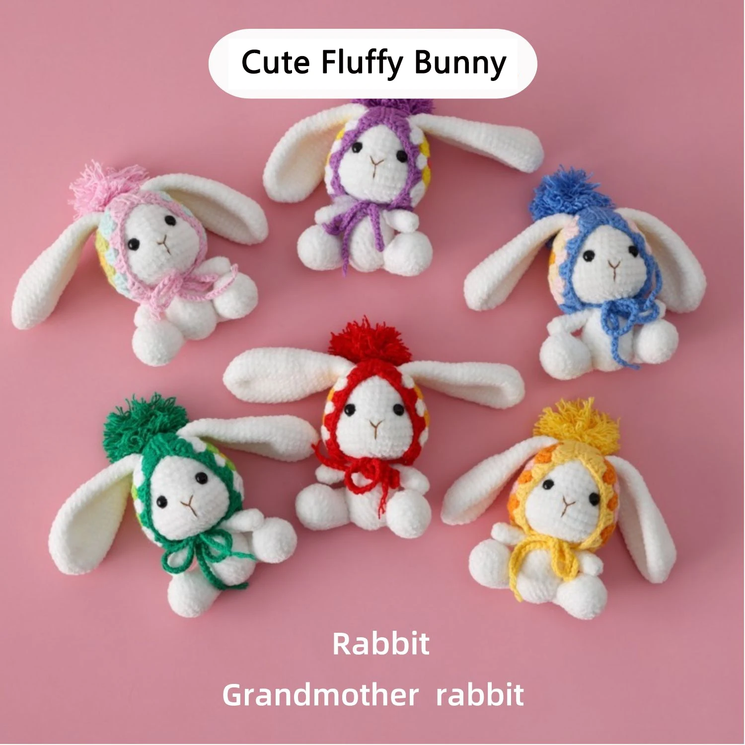 

Handmade Knitting chenille yarn Rabbit DIY Amigurumi Finished doll crochet bunny Cute Rabbit Keychain Children Birthday Gifts