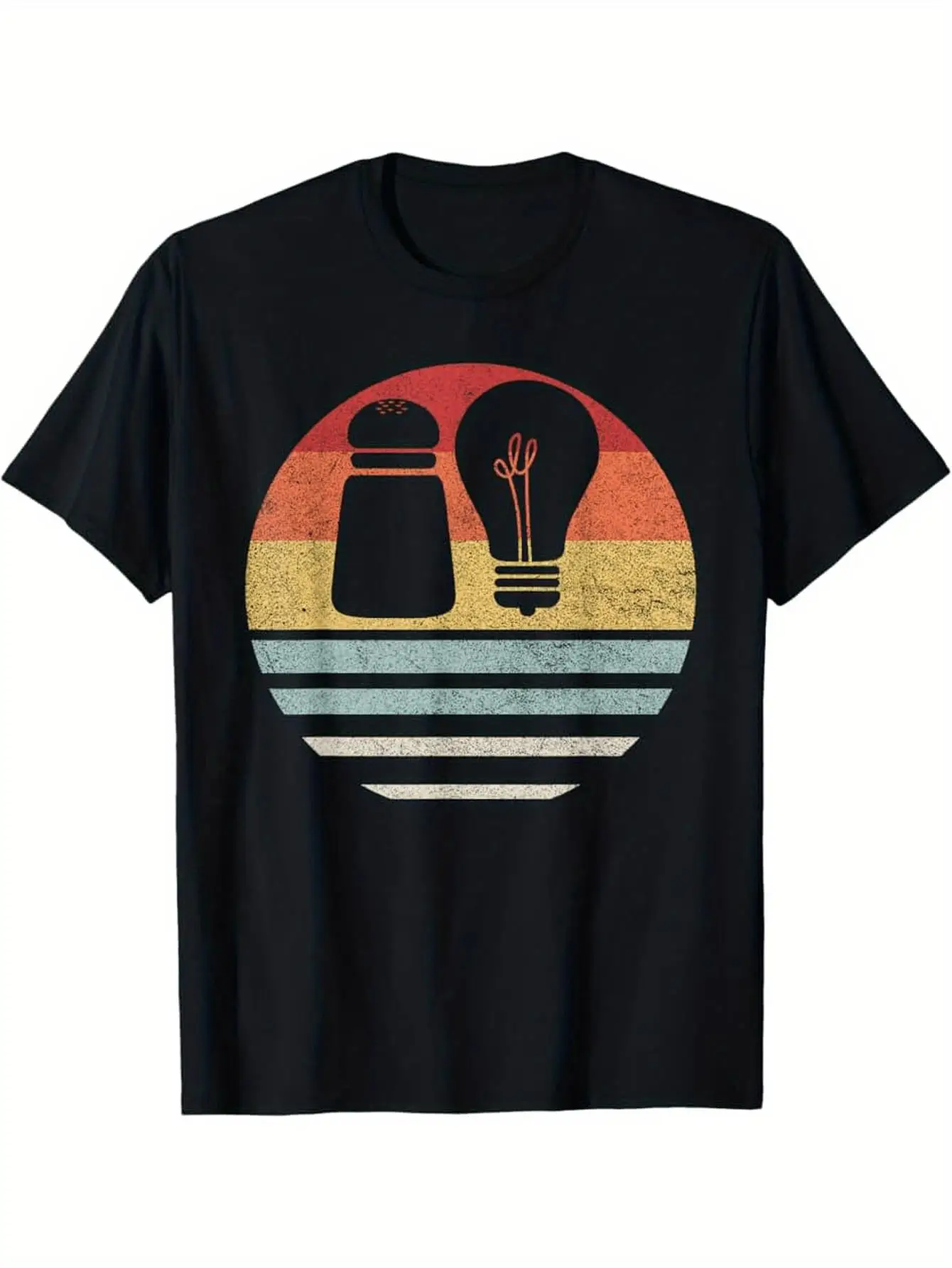 

Men's Christian Bible Text T-shirt Matthew Design Black Retro Style Church Christian Clothing with Salt and Light Symbols
