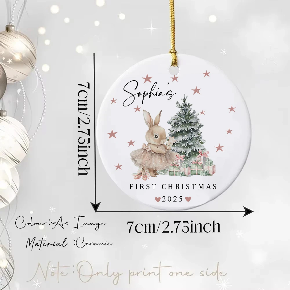 1pc Personalized 2025 Baby First Christmas Ceramic Ornament Baby’s First Christmas Tree Bauble New Baby Xmas Bauble Gift