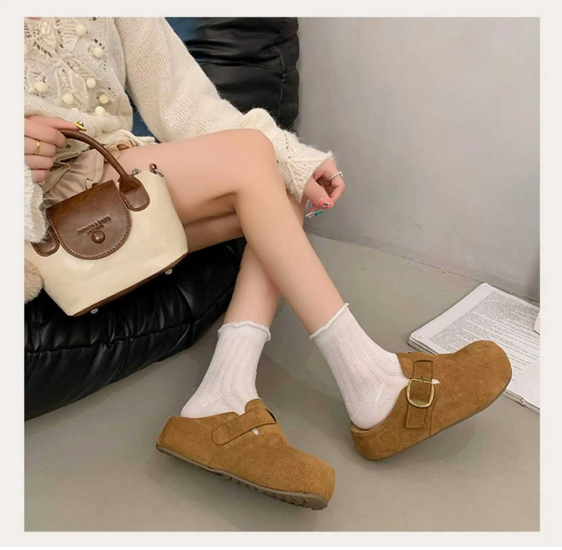 2026 Kork-Wildleder-Pantoffeln für Damen, Modische Clogs, Klassische Kork-Antirutsch-Outdoor-Pantoffeln mit Fußgewölbestütze – Detail 12